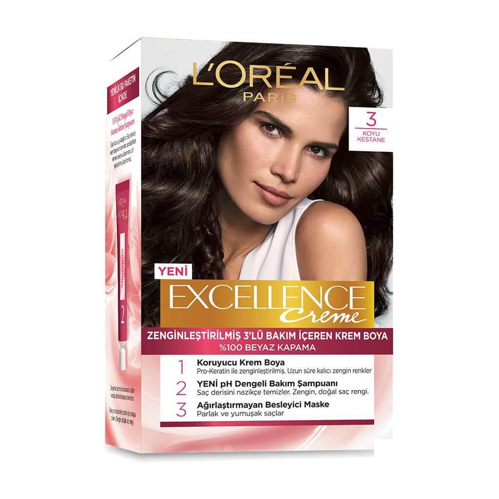 رنگ موی لورال شماره 3 قهوه ای تیره LOREAL